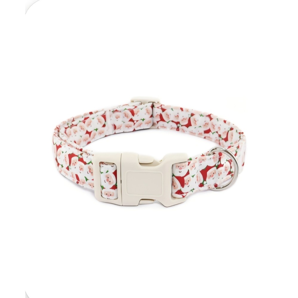 Christmas Dog Collar Large Festive Cute Cotton Adjustable Pet Holiday Red